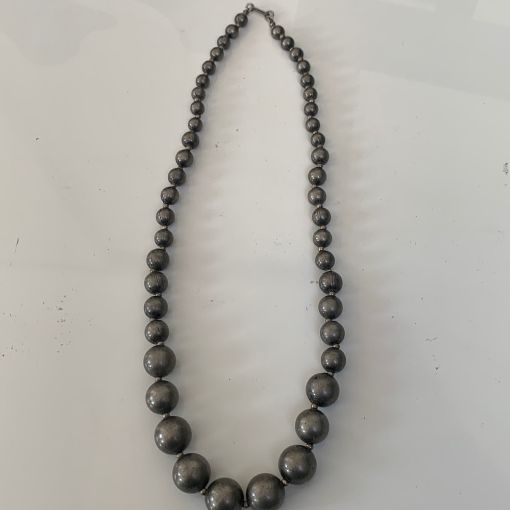 Vintage Dauplaise signed metal beads  modernist necklase!!‎